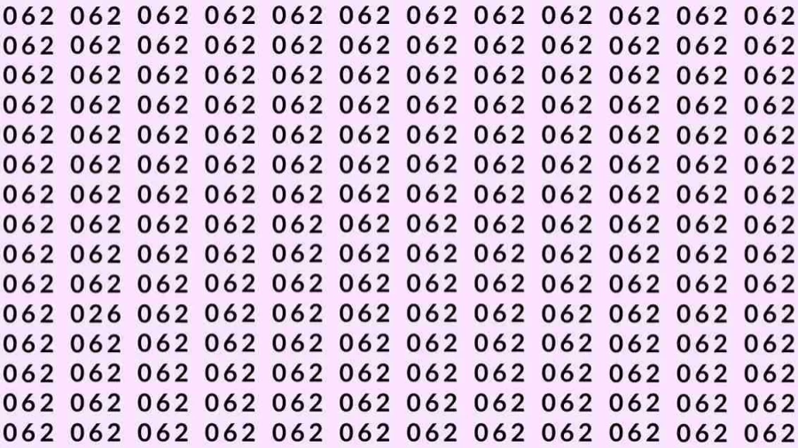 Optical Illusion Brain Test: If you have Sharp Eyes find the number 026 among 062 in 7 Seconds?