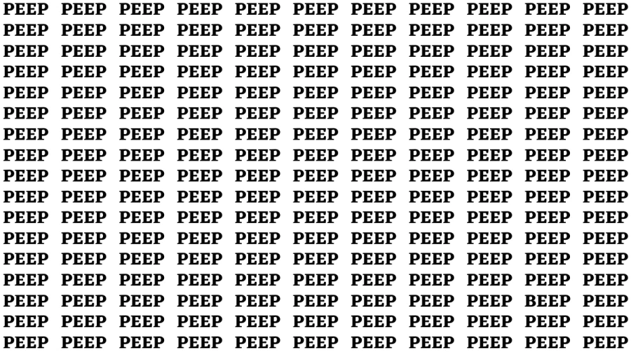 Brain Test: If you have Sharp Eyes Find the word Beep among Peep in 15 Secs