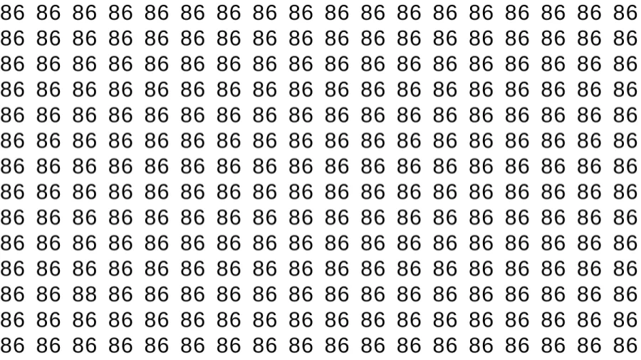 Observations Skills Test: If you have Sharp Eyes Find the number 88 among 86 in 7 Seconds?