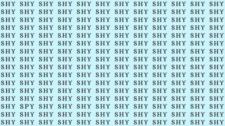 Optical Illusion Test: If you have Eagle Eyes find the Word Spy among Shy in 06 Secs