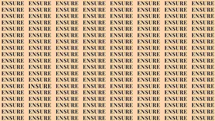 Observation Skill Test: If you have Eagle Eyes find the Word Insure among Ensure in 12 Secs
