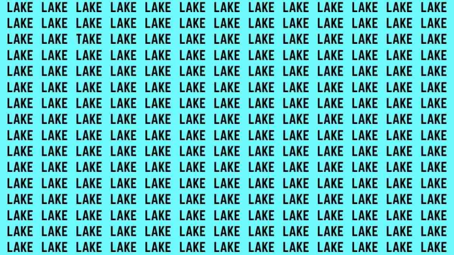 Brain Test: If you have Sharp Eyes Find the Word Take among Lake in 15 Secs