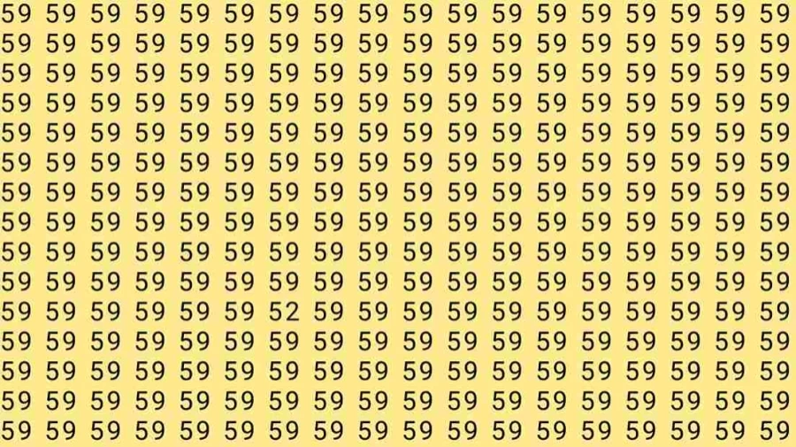 Observation Skills Test: If you have Sharp Eyes find the number 52 among 59 in 7 Seconds?