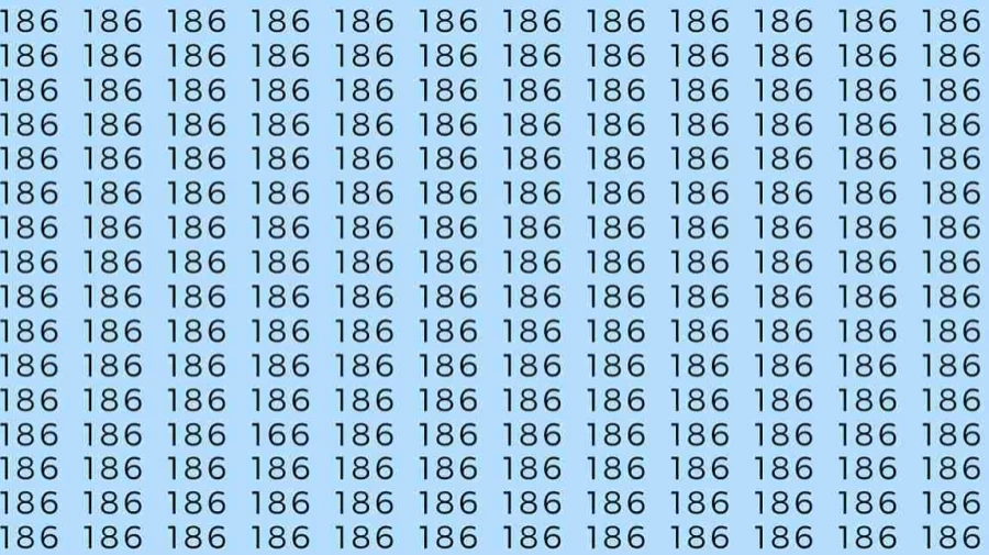 Optical Illusion Challenge: If you have Sharp Eyes find the number 166 among 186 in 8 Seconds?