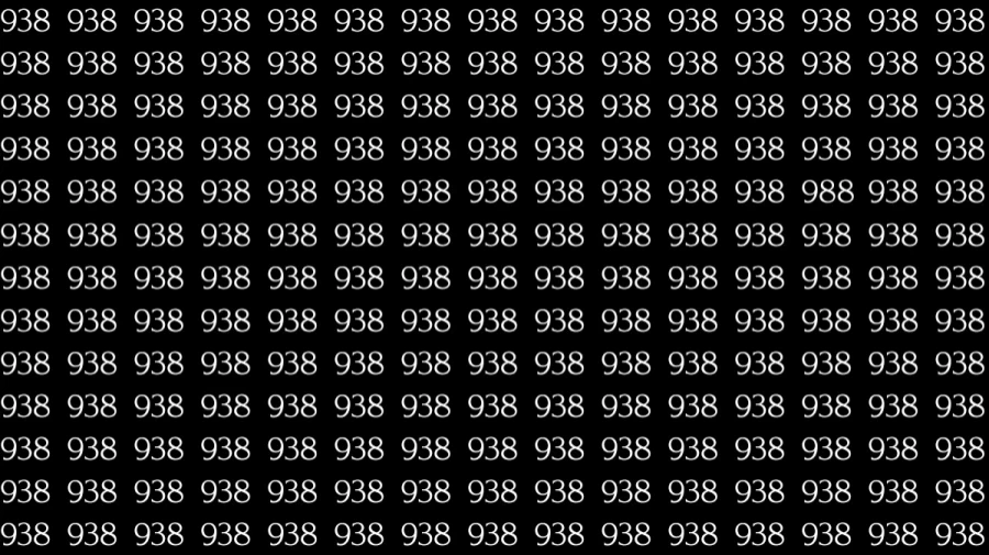 Optical Illusion Test: If you have Sharp Eyes Find the number 988 among 938 in 8 Seconds?