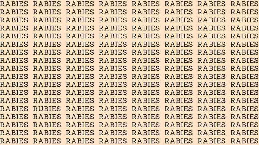 Observation Skill Test: If you have Hawk Eyes find the Word Rubies among Rabies in 10 Secs