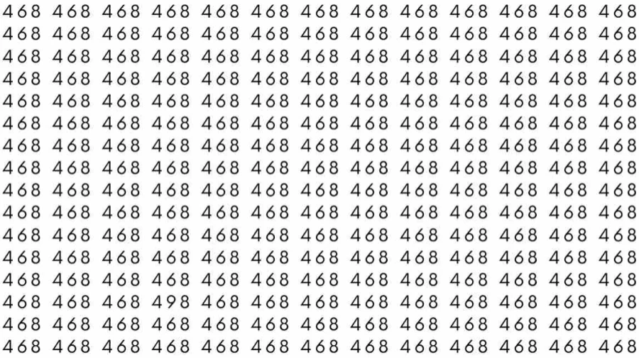 Observation Skills Test: If you have Sharp Eyes Find the number 498 among 468 in 12 Seconds?
