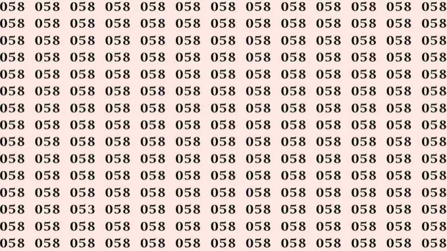 Optical Illusion: If you have Sharp Eyes Find the number 053 among 058 in 7 Seconds?