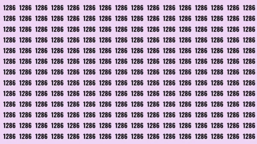 Observation Brain Test: If you have Hawk Eyes Find the Number 1288 among 1286 in 10 Secs