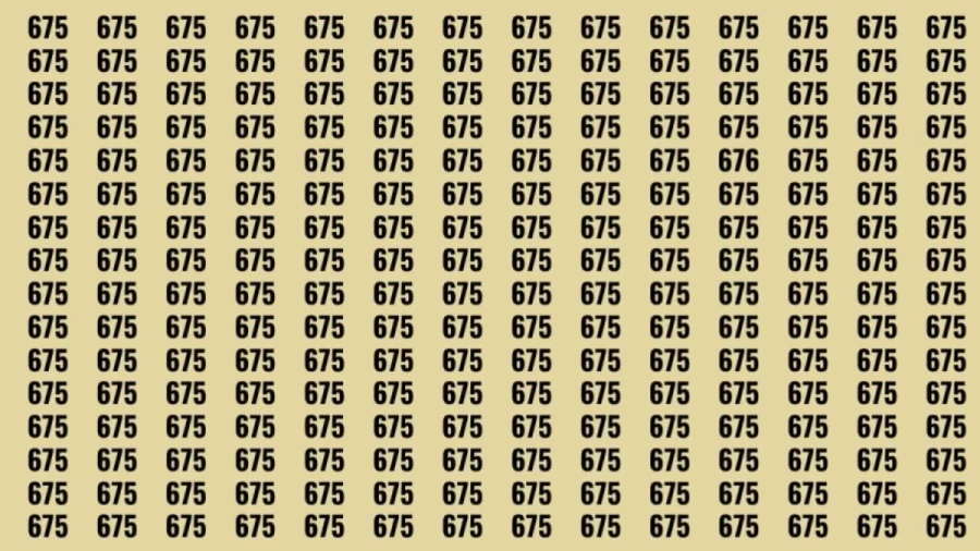Observation Brain Test: If you have Sharp Eyes Find the Number 676 among 675 in 10 Secs