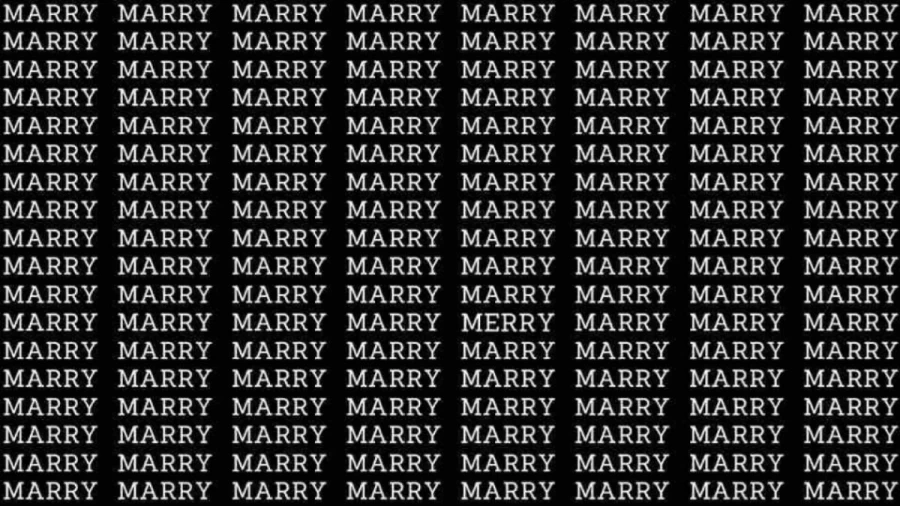 Observation Skills Test: If you have Eagle Eyes find the Word Merry among Marry in 7 Secs