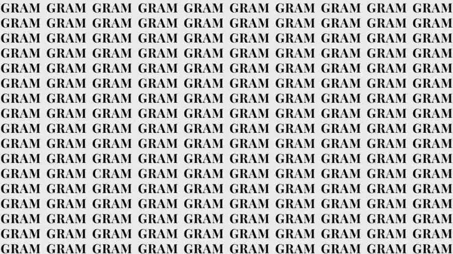 Observation Skills Test: If you have Eagle Eyes find the Word Cram among Gram in 7 Secs