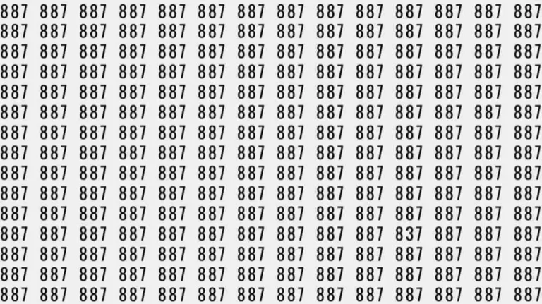 Optical Illusion Brain Test: If you have Hawk Eyes find the number 837 among 887 in 9 Seconds?