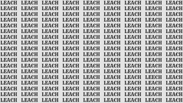 Observation Skill Test: If you have Eagle Eyes find the word Leech among Leach in 8 Secs