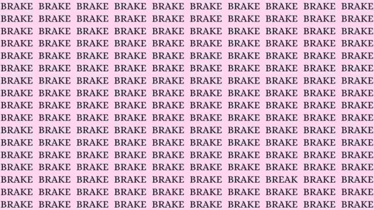 Observation Skill Test: If you have Eagle Eyes find the word Break among Brake in 10 Secs