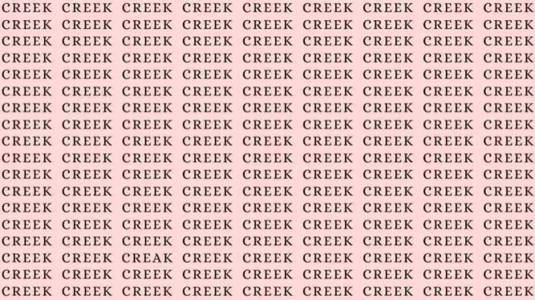 Optical Illusion Challenge: If you have Eagle Eyes find the word Creak among Creek in 15 Secs