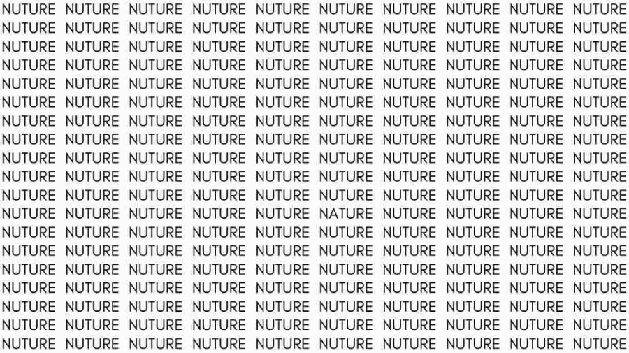 Observation Skill Test: If you have Eagle Eyes find the Word Nature among Nuture in 15 Secs