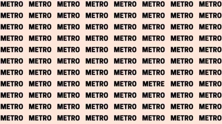 Observation Skill Test: If you have Hawk Eyes find the Word Metre among Metro in 20 Secs