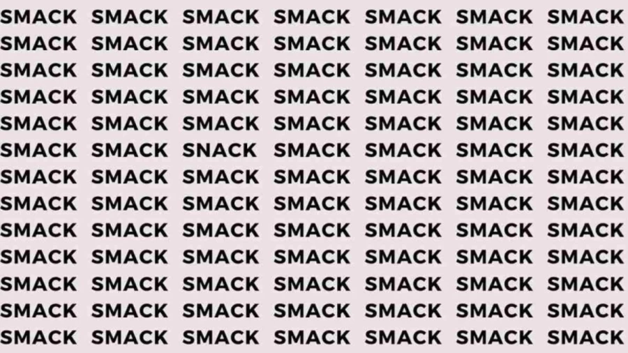 Observation Skill Test: If you have Hawk Eyes find the Word Snack among Smack in 20 Secs