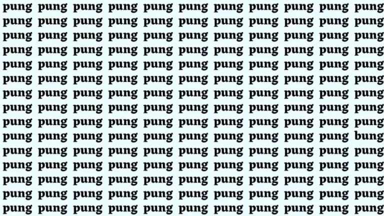 Brain Test: If you have Sharp Eyes Find the Word Bung among Pung in 15 Secs