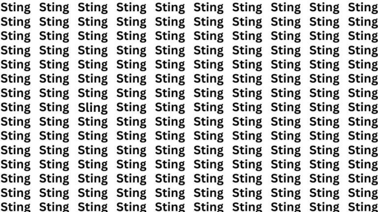 Brain Test: If you have Sharp Eyes Find the Word Sling among Sting in 20 Secs