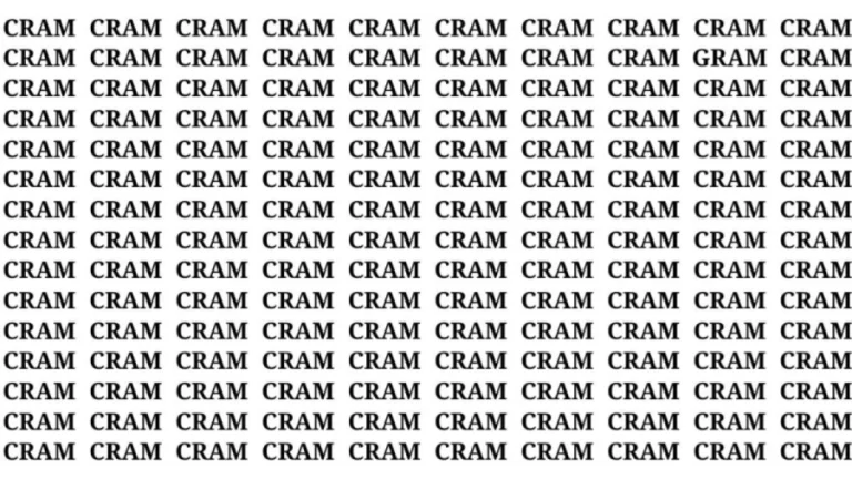 Brain Teaser: If you have Hawk Eyes Find the Word Gram among Cram in 22 Secs