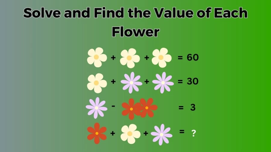 Brain Teaser Math Test: Solve and Find the Value of Each Flower