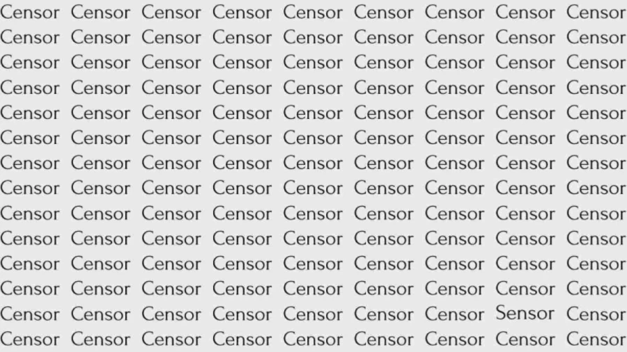 Observation Skill Test: If you have Eagle Eyes find the word Sensor among Censor in 10 Secs