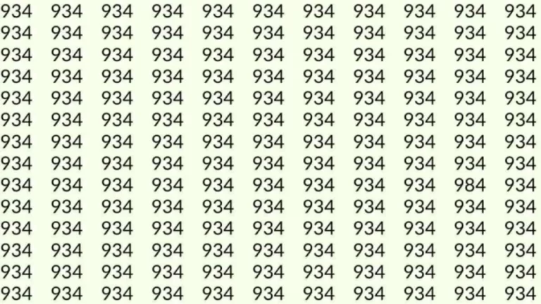 Optical Illusion: If you have Sharp Eyes Find the number 984 among 934 in 15 Seconds?