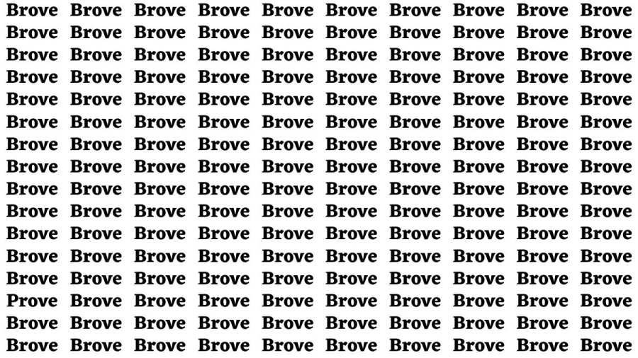 Brain Test: If you have Eagle Eyes Find the Word Prove among Brove in 13 Secs