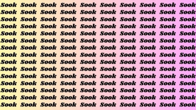 Observation Brain Test: If you have Sharp Eyes Find the Word Soak among Sook in 15 Secs