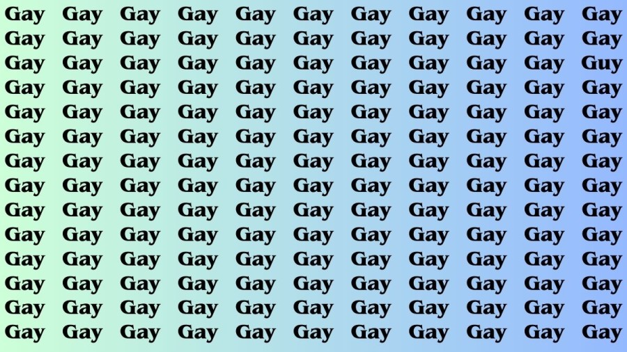 Brain Teaser: If you have Hawk Eyes Find the Word Guy among Gay in 15 Secs