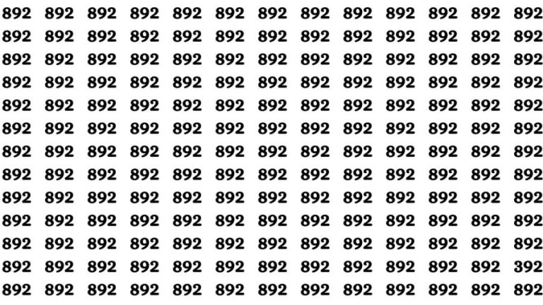 Observation Brain Test: If you have Hawk Eyes Find the Number 392 among 892 in 15 Secs