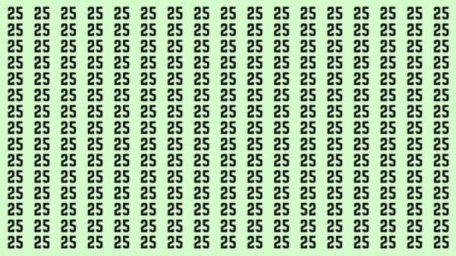 Observation Skills Test: Can you find the number 52 among 25 in 10 seconds?