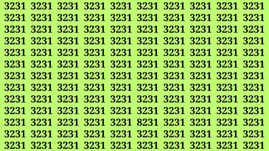 Observation Brain Test: If you have Keen Eyes Find the Number 8231 among 3231 in 15 Secs