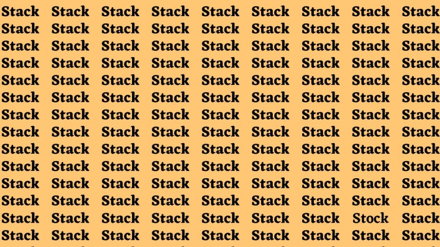 Observation Brain Test: If you have Sharp Eyes Find the Word Stock among Stack in 20 Secs