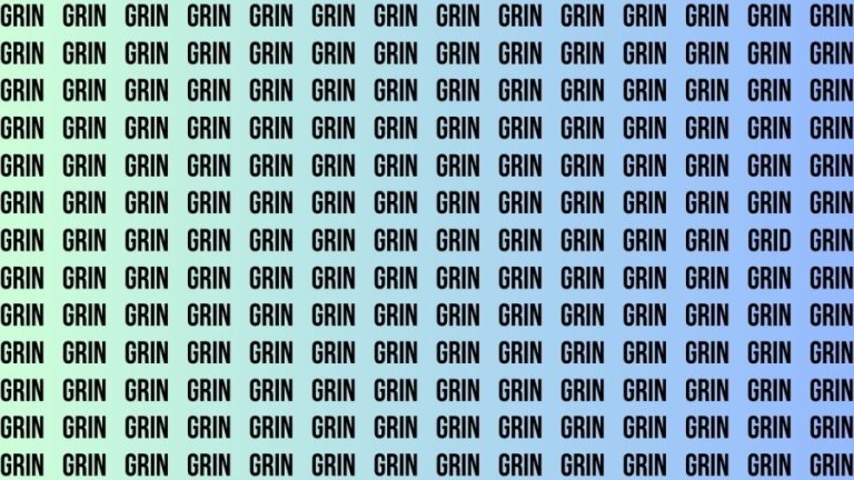 Observation Brain Test: If you have Sharp Eyes Find the Word Grid among Grin in 15 Secs