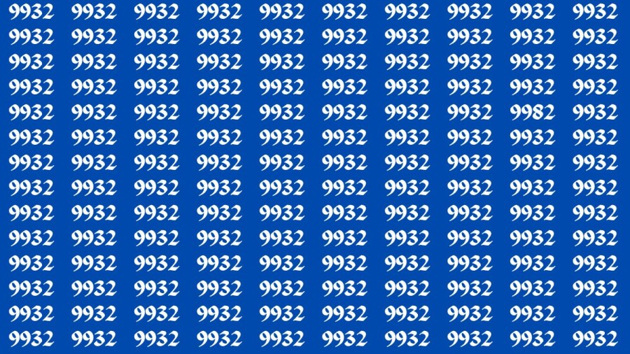 Observation Brain Test: If you have Eagle Eyes Find the number 9982 among 9932 in 12 Secs