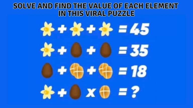 Brain Teaser: Solve and Find the Value of Each Element in this Viral Puzzle