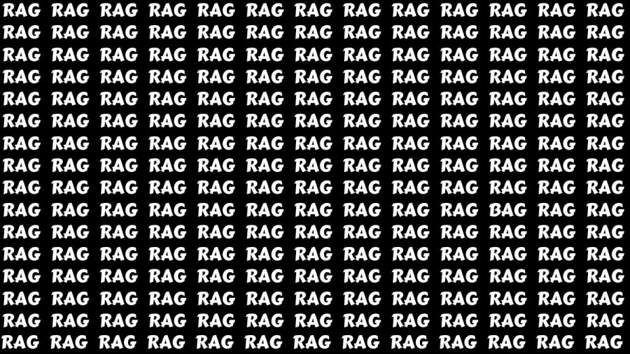 Brain Test: If you have Eagle Eyes Find the Word Bag among Rag in 15 Secs