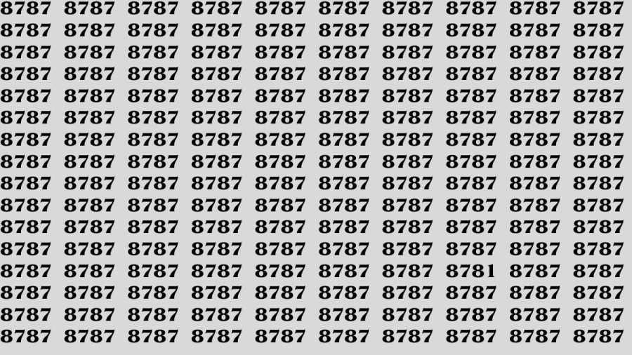 Observation Brain Test: If you have Eagle Eyes Find the Number 8781 among 8787 in 12 Secs