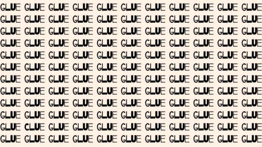 Observation Skill Test: If you have Eagle Eyes find the Word Clue among Glue in 20 Secs