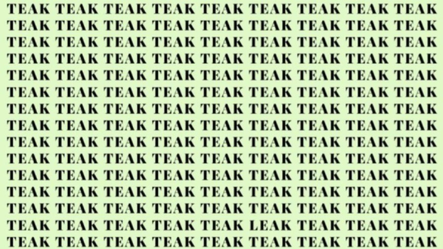 Optical Illusion: If you have Sharp Eyes find the Word Leak among Teak in 12 Secs