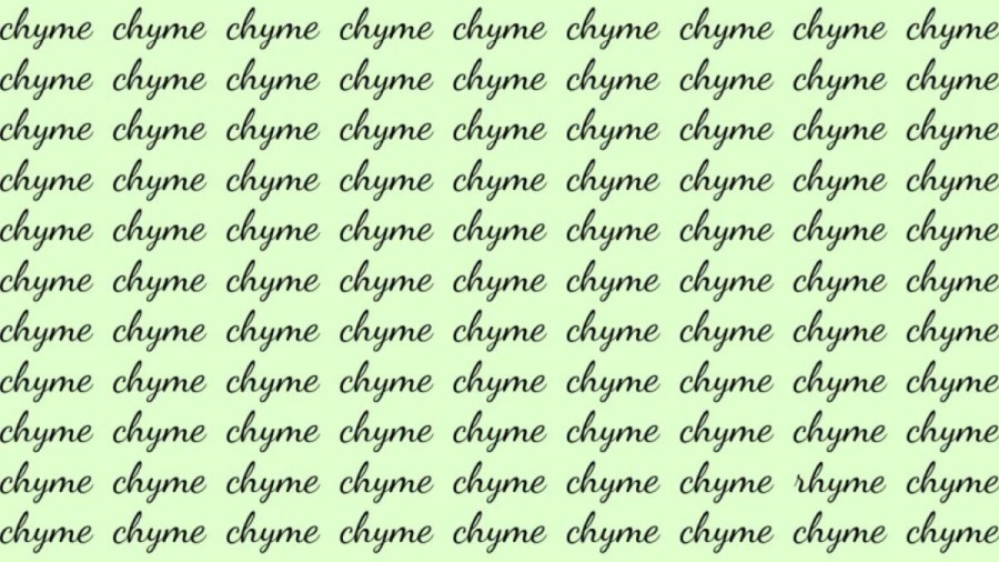 Observation Skill Test: If you have Hawk Eyes find the Word Rhyme among Chyme in 20 Secs