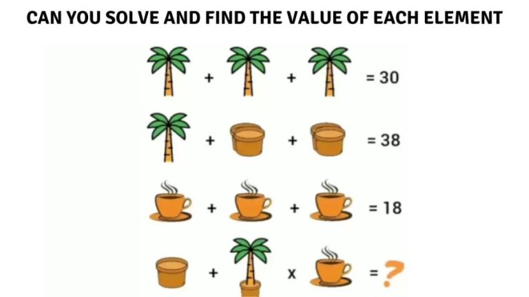 Brain Teaser: Can You Solve and Find the Value of Each Element