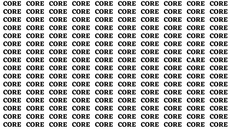 Brain Teaser: If you have Hawk Eyes Find the Word Care among Core in 18 Secs
