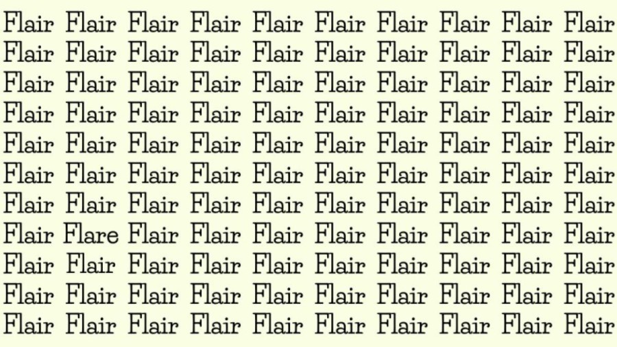 Optical Illusion: If you have Sharp Eyes find the Word Flare among Flair in 20 Secs