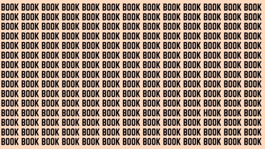 Optical Illusion: If you have Eagle Eyes find the Word Hook among Book in 20 Secs