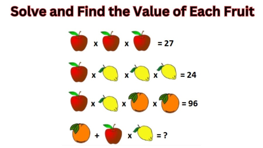 Brain Teaser: Solve and Find the Value of Each Fruit