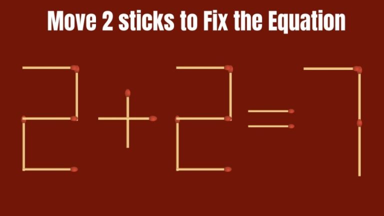 2+2=7 Move 2 Sticks and Fix this Equation || Tricky Brain Teaser Matchstick Puzzle